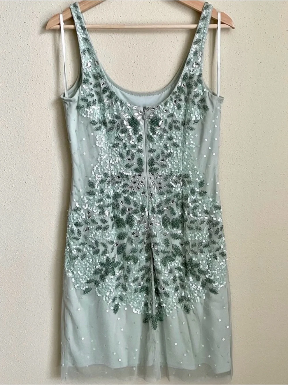 Adrianna Papell Mint Sequin Embellished Mini Dress